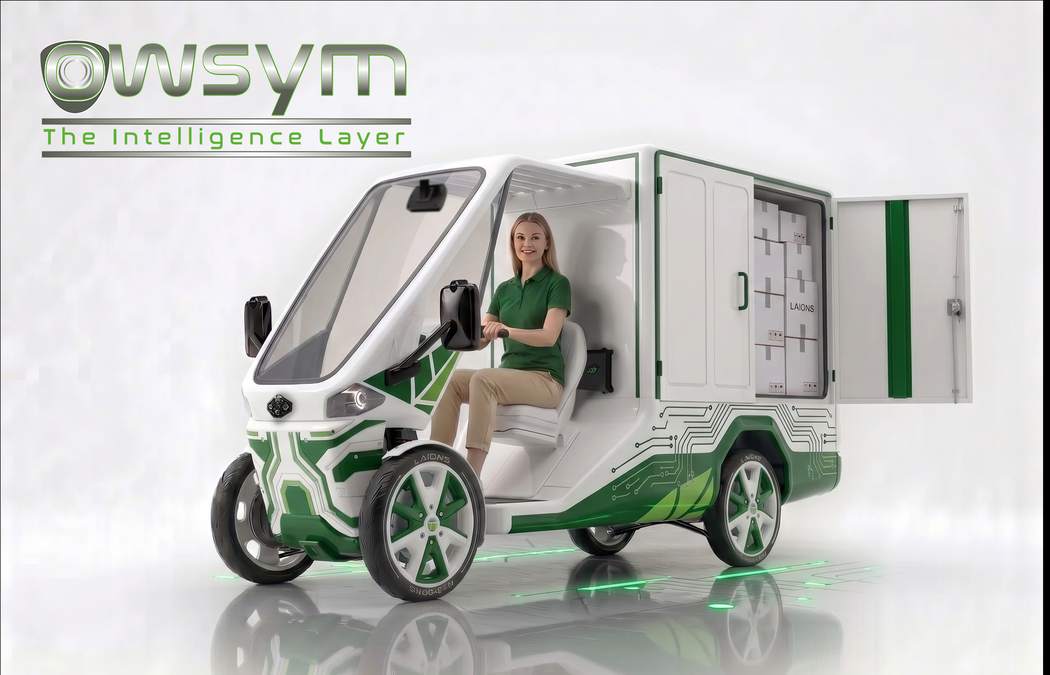 A light electric delivery vehicle fitted with OWSYM