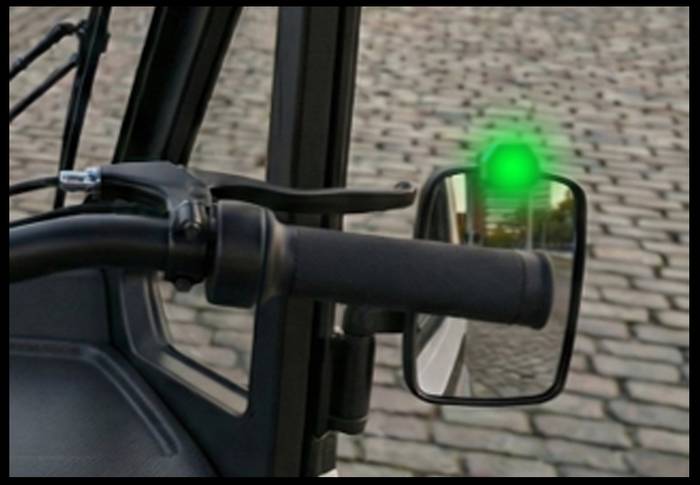 Mirror-mounted LED alert lighting up green