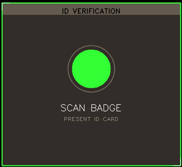 Screen asking the driver to scan their badge