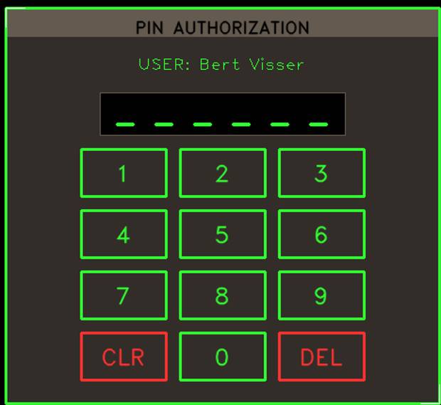 PIN authorization screen